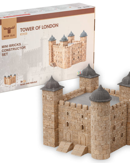 Tower of London mini bricks constructor set with packaging on a white background