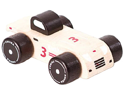 Close up of the toy wooden car.