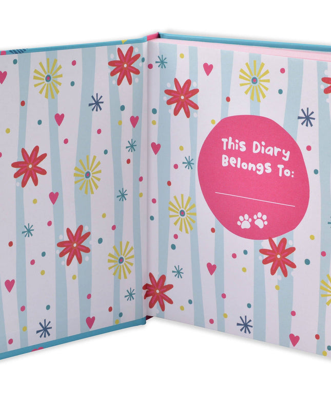 Children's diary with floral and striped design on a white background