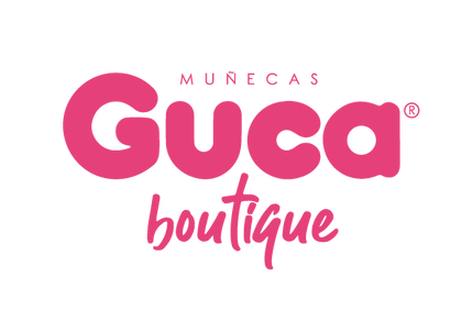 Pink 'Guca boutique' logo on a black background