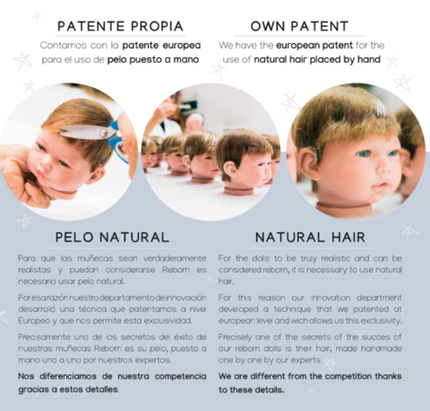 Advertisement for a hair product with images of children and text about a European patent.