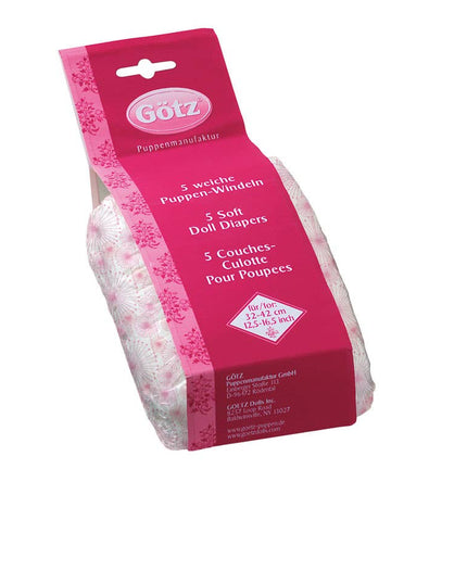 Götz soft doll diapers in packaging on a white background