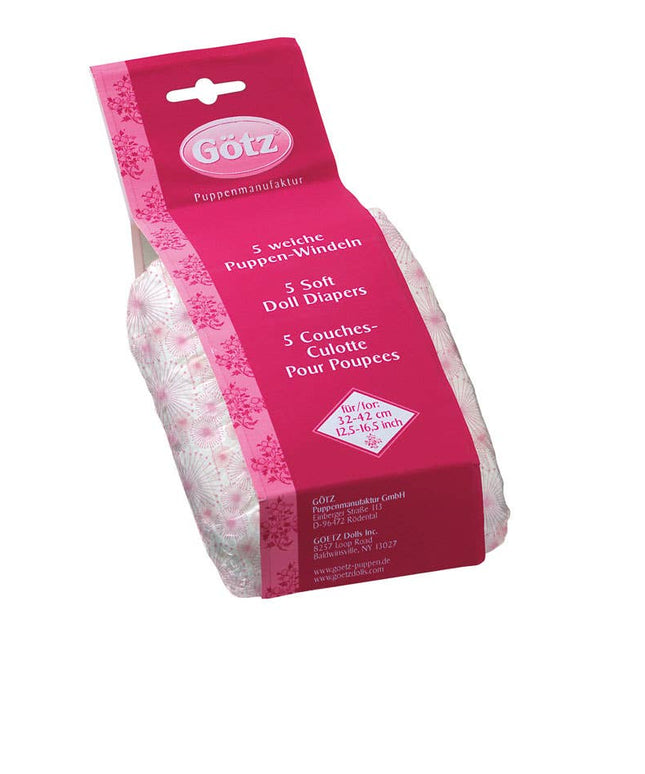 Götz soft doll diapers in packaging on a white background