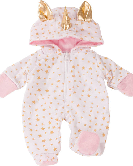 Baby onesie with unicorn design on a white background