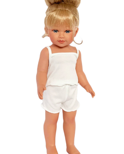 Doll in white two piece outfit 
