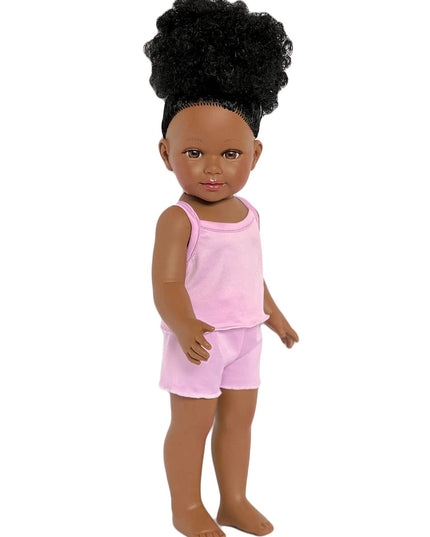 Doll wearing a pink tank top and shorts on a white background (Doll Not Included)
