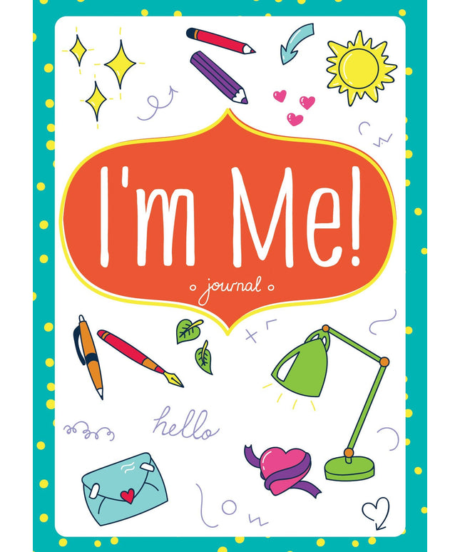 Journal cover with colorful illustrations and 'I'm Me!' text on a teal background