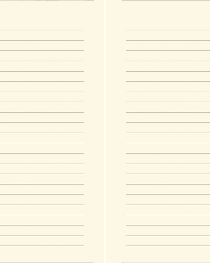 Two cream-colored pages with horizontal lines on a white background