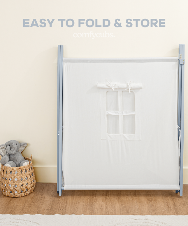 White Tent with blue trimmings