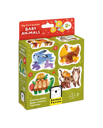 Box of Banana Panda baby animal puzzles on a white background