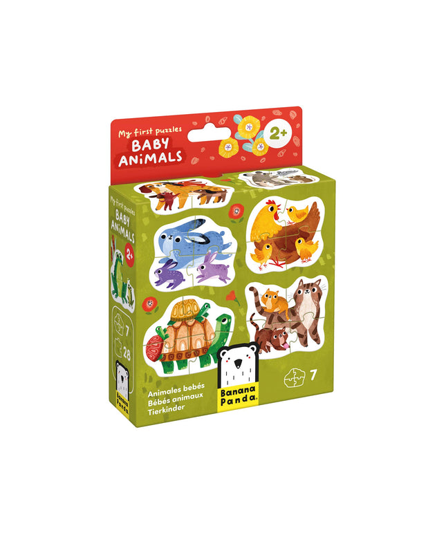 Box of Banana Panda baby animal puzzles on a white background