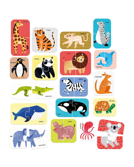 Set of animal-themed children's puzzles on a white background