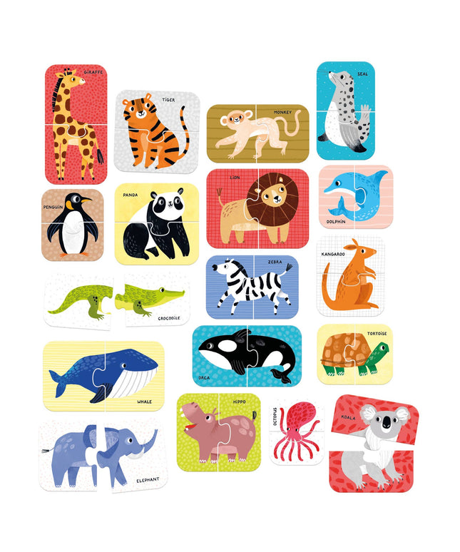 Set of animal-themed children's puzzles on a white background