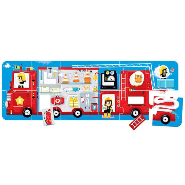 Little Hero Firetruck Puzzle - Extra Large Pieces for Ages 2+ by Banana Panda - Made In Poland