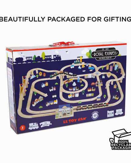 Le Toy Van Royal Express toy track set packaging on a white background