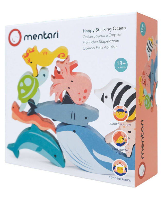 Mentari Happy Stacking Ocean toy set packaging on a white background
