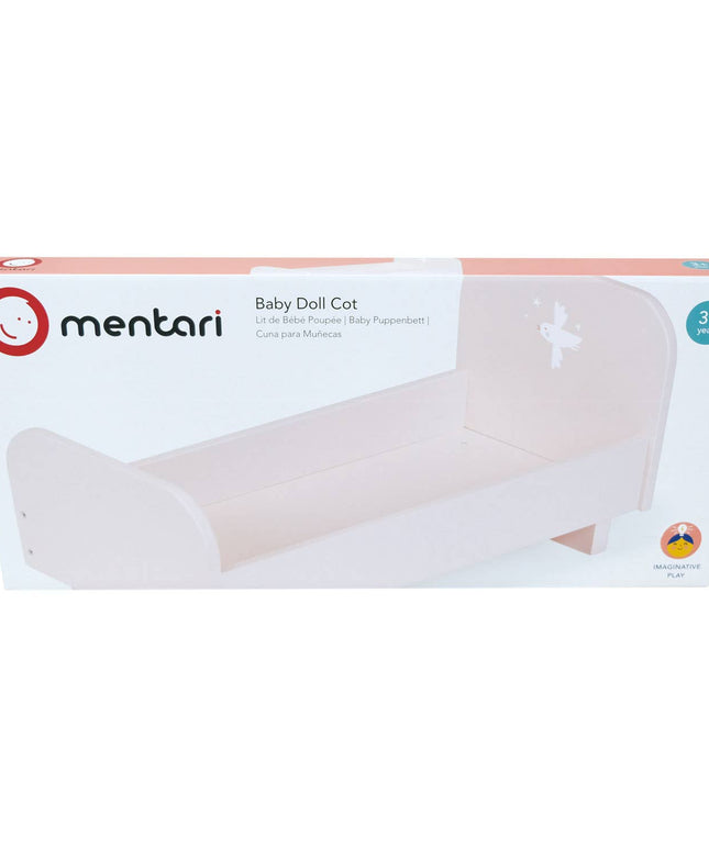 Mentari baby doll crib packaging on a white background