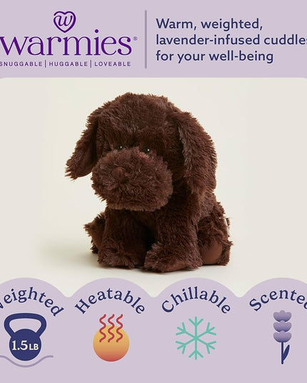 Brown plush dog toy on a white background