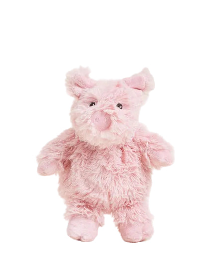 Pink plush pig toy on a white background