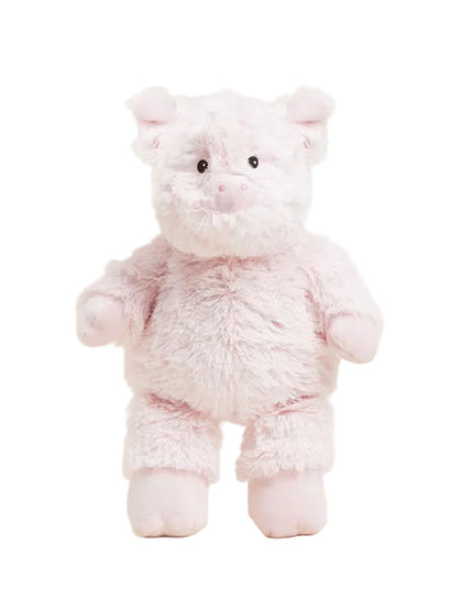 Pink plush pig toy on a white background