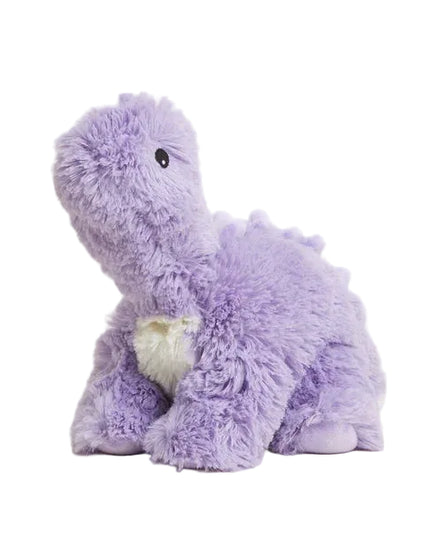 Purple dinosaur plush toy on a white background