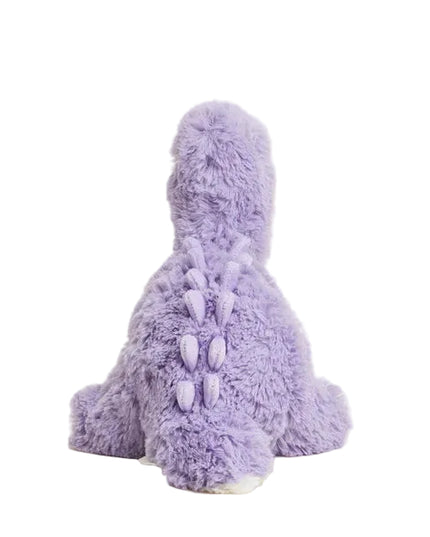 Purple dinosaur plush toy on a white background