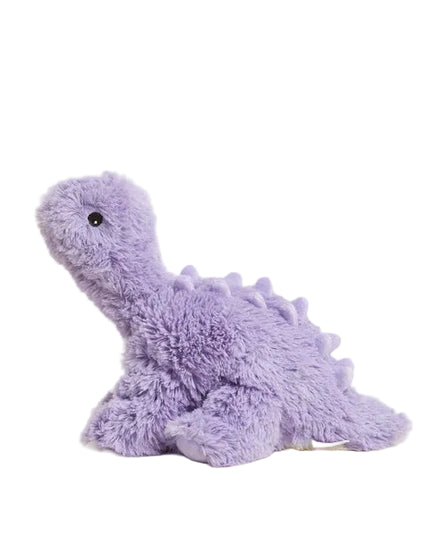 Purple dinosaur plush toy on a white background