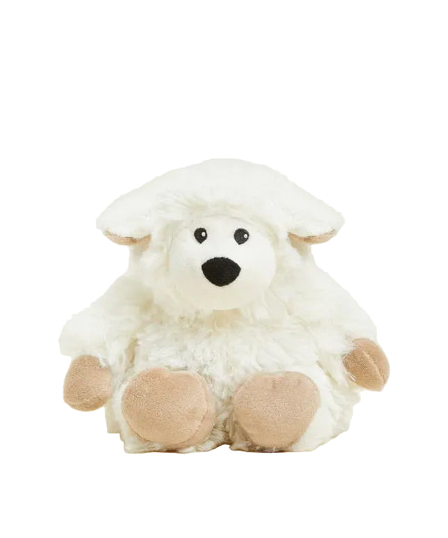 Plush toy sheep on a white background