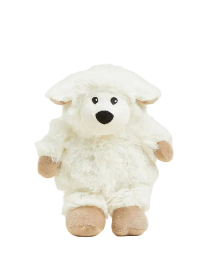 Plush toy sheep on a white background