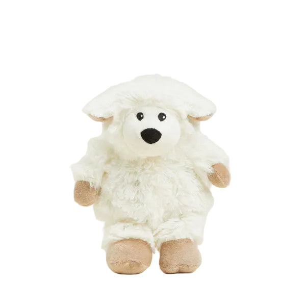 Plush toy sheep on a white background