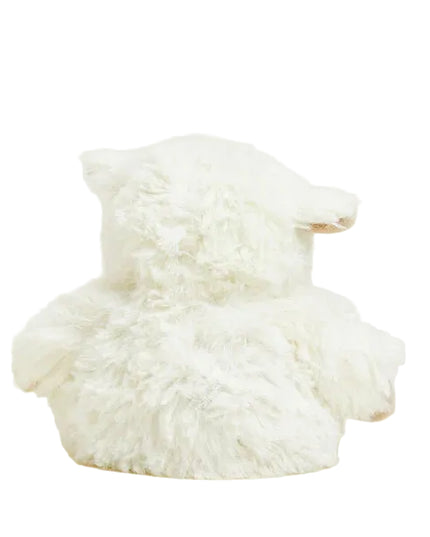 Plush toy sheep on a white background