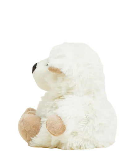 Plush toy sheep on a white background