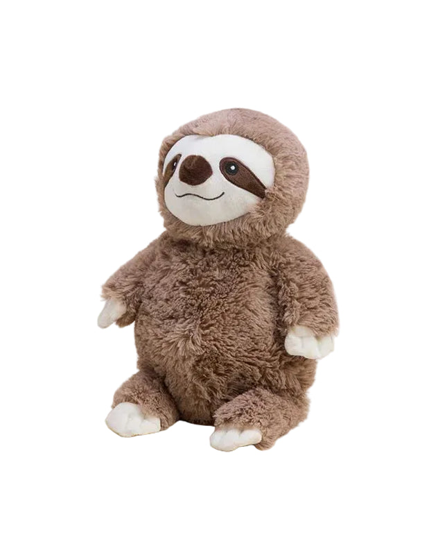 Plush toy sloth on a white background