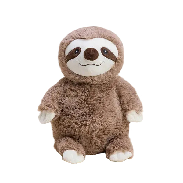 Plush toy sloth on a light beige background