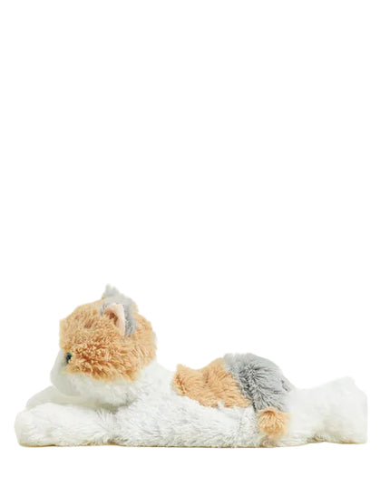 Plush toy resembling a cat with a white background