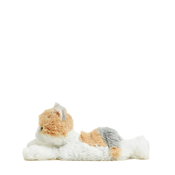 Plush toy resembling a cat with a white background