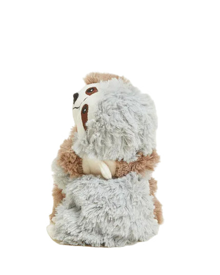 Plush toy sloth on a white background