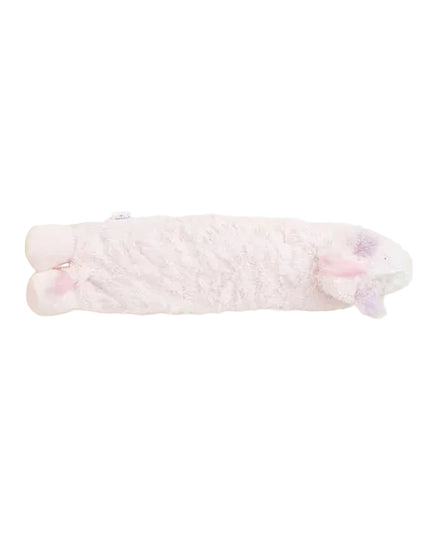 Pink plush unicorn Warmies on a white background