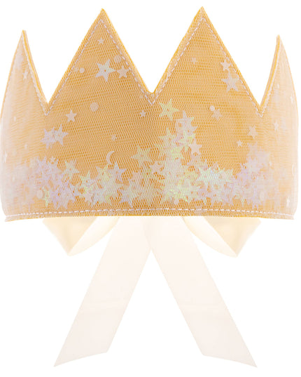 gold crown with star patterns on a white background