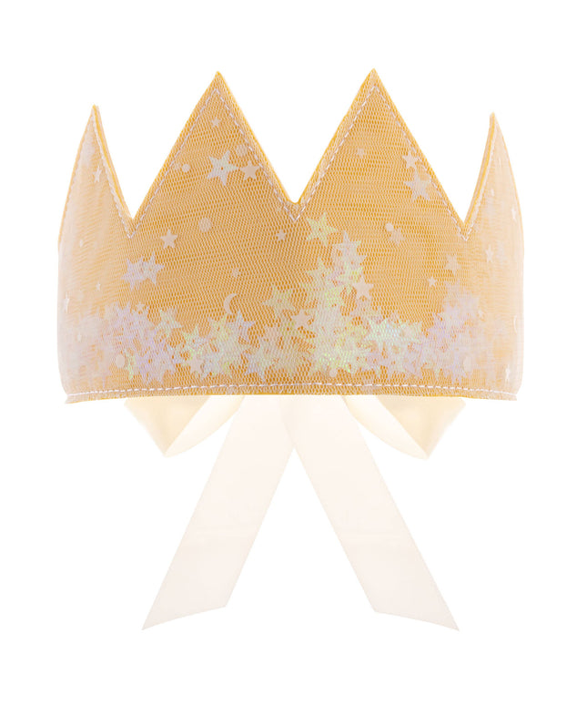 gold crown with star patterns on a white background