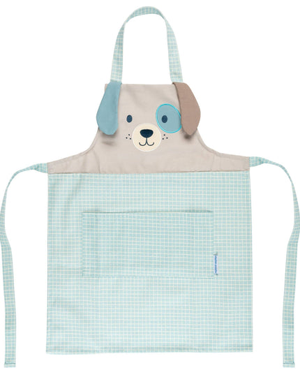 Children's apron with a dog design on a white background
