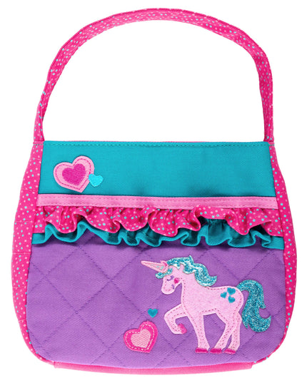 Children's handbag with a unicorn design on a white background