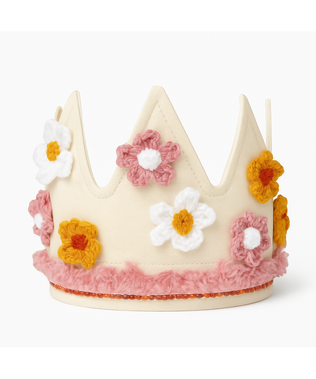 Decorative crown with flowers on a white background