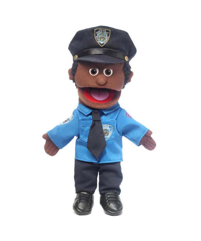 Silly Puppets Policeman Puppet – 14" Black Hand Puppet