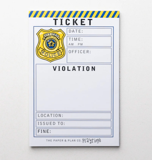 Kids Playtime Pad Police Ticket Violation - Pretend Patrol Play Pad - Made In U.S