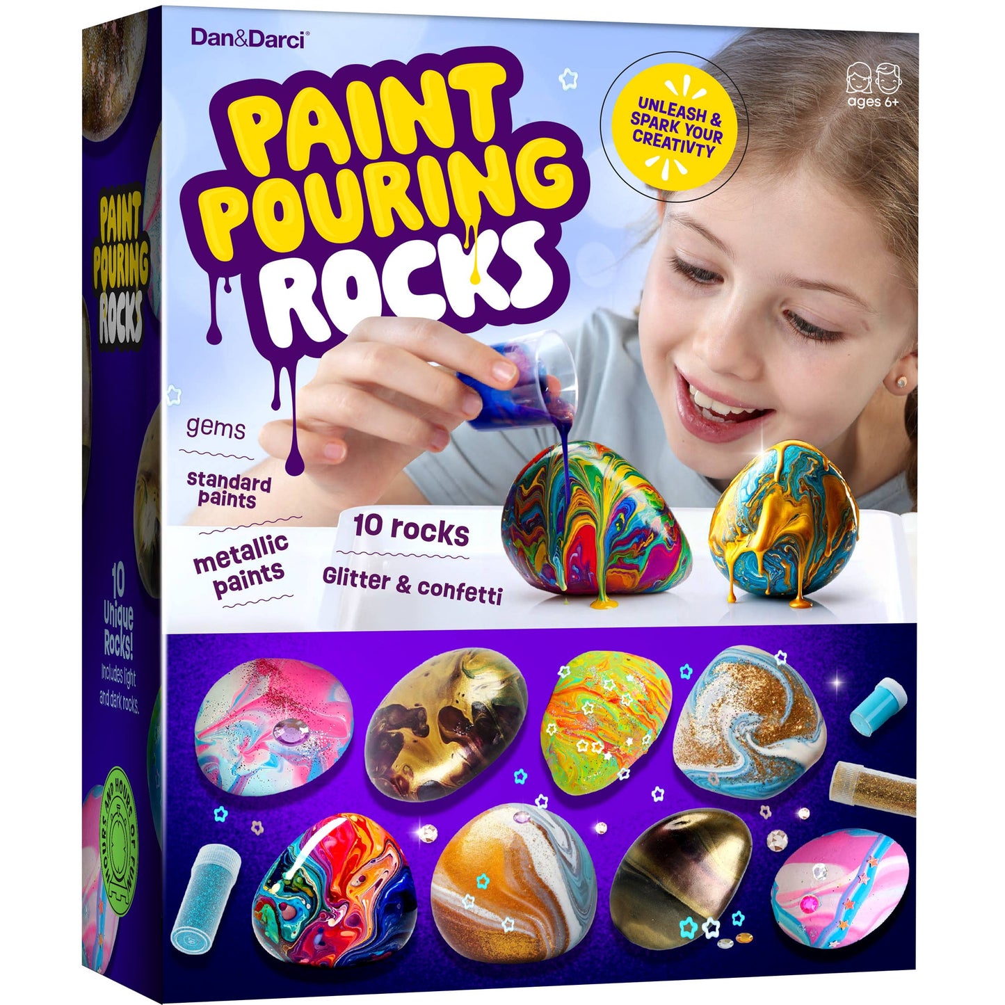Dan&Darci - Paint Pouring Rocks for Kids - Rock Painting Kit, Craft Kit