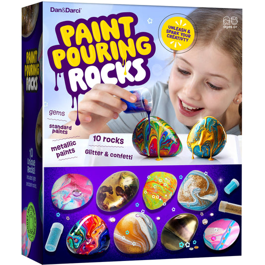 Dan&Darci - Paint Pouring Rocks for Kids - Rock Painting Kit, Craft Kit