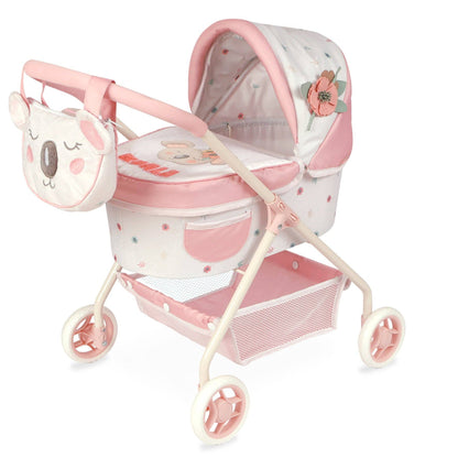 My First Doll Stroller - Pink Koala Design with Flowers - Made In Spain