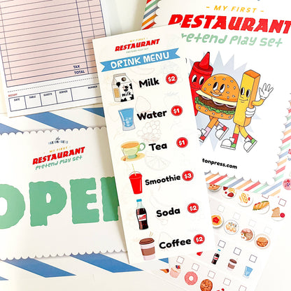 My First Restaurant Pretend Play Kit - Made In U.S